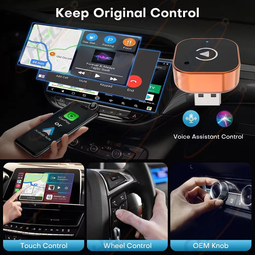 2026 NEW Wireless Carplay Android Auto 2IN1 Wireless Adapter Smart Mini Box Plug and Play 5.8G Wifi Fast Connect Universal