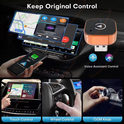 2026 NEW Wireless Carplay Android Auto 2IN1 Wireless Adapter Smart Mini Box Plug and Play 5.8G Wifi Fast Connect Universal